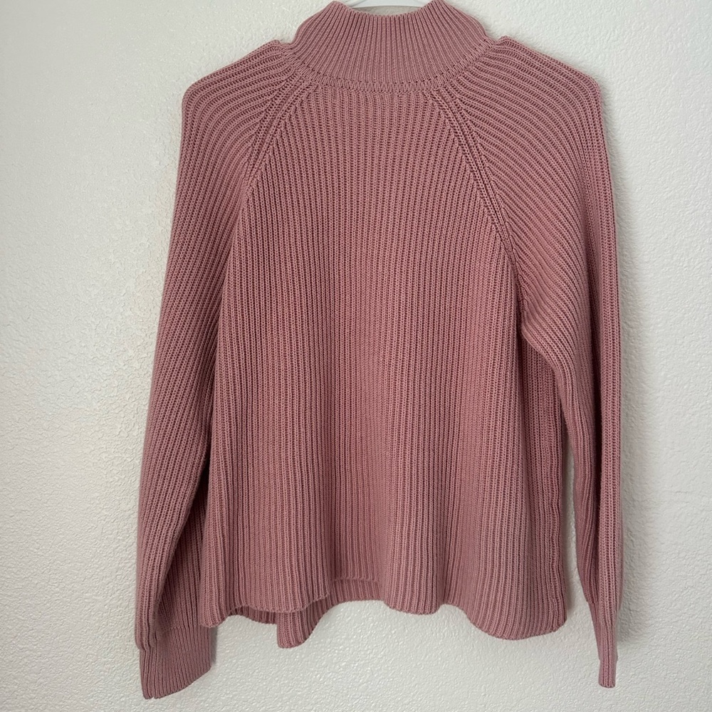 Madison + Hudson Pink Quarter Zip Pullover Sweater Women’s L Blush Dusty Pink - Picture 2 of 7